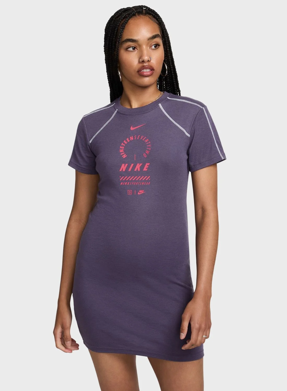 Athletic Graphic Knit Dress Premium Soft Fabric Casual Wear for Women (Medium) nzbug