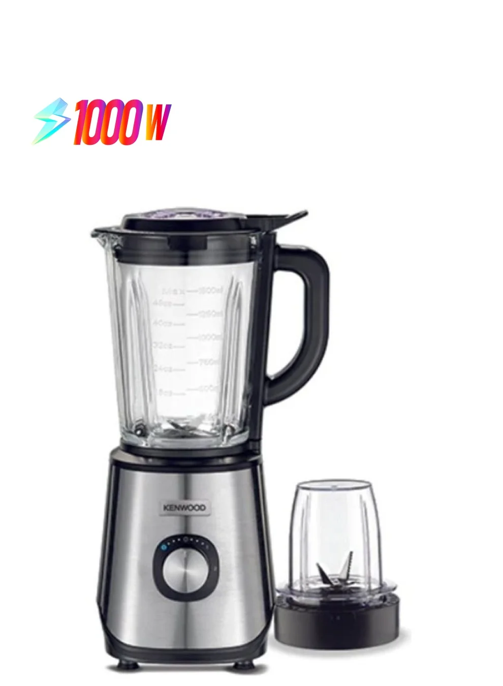 Premium Kitchen Blender and Mill 1000W Stainless Steel (Clear, 1 Unit) elupy