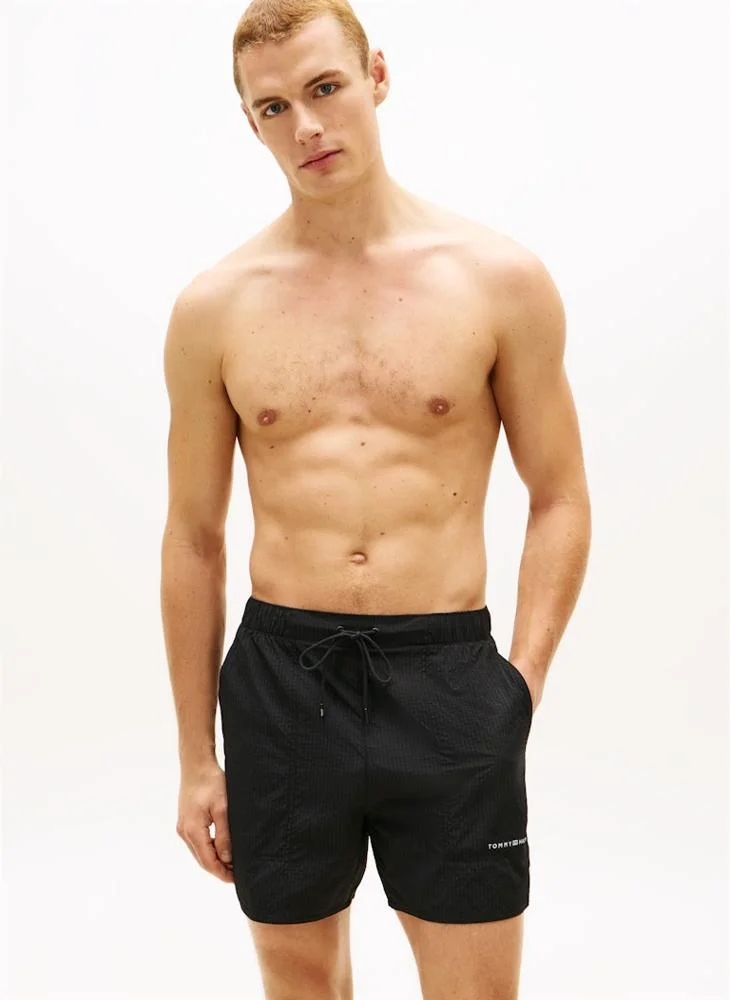 Premium Ripstop Mid Length Swim Shorts Quick-Dry Lightweight Beachwear for Men (Solid, M) m8ntc