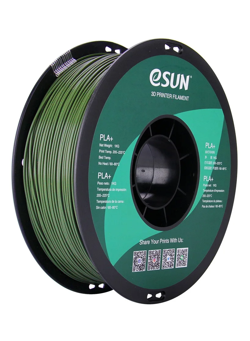 Premium PLA+ 3D Printer Filament 1.75 mm High-Precision Printing Material (Olive Green, 1 kg) yobqb