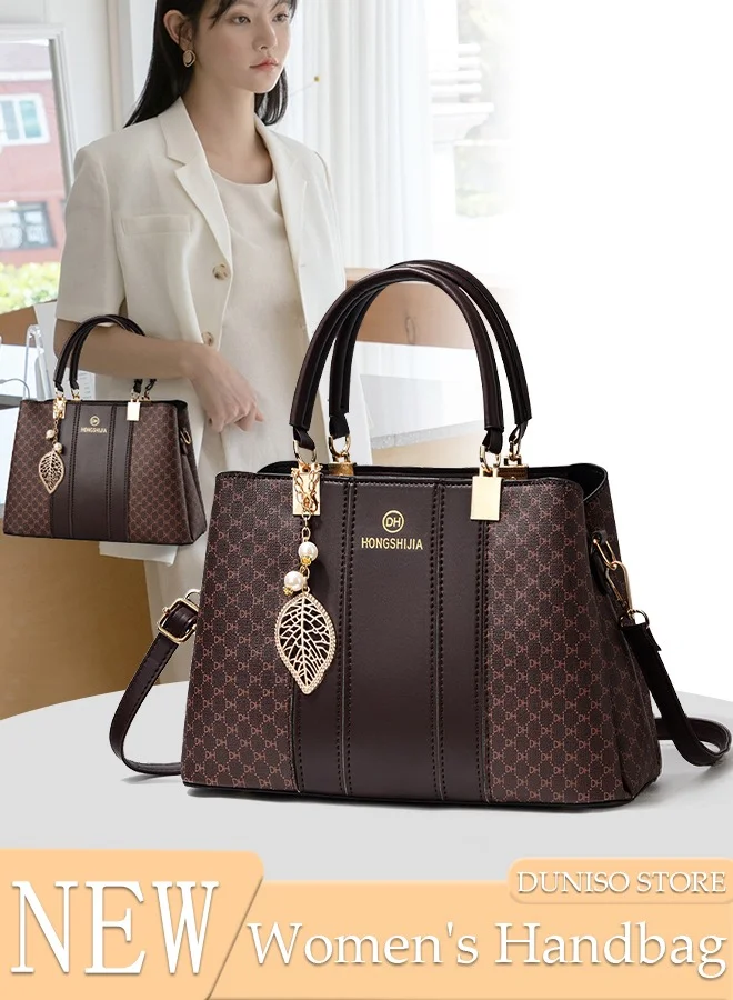DUNISO Vintage Tote Bag for Women Large Capacity Faux Leather Shoulder Satchel with Detachable Strap (One Size) kje57