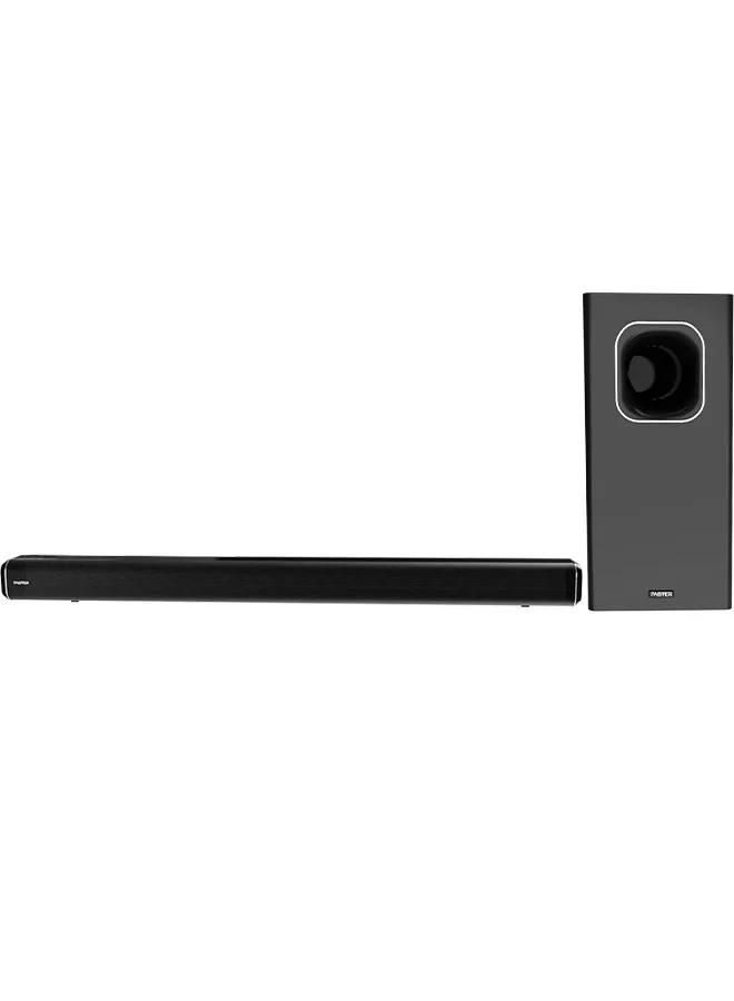 Faster T1000 2.1 Channel Home Theater Soundbar System with Wired Subwoofer (120W, Bluetooth 5.0, HDMI, ARC, USB) lnjuz