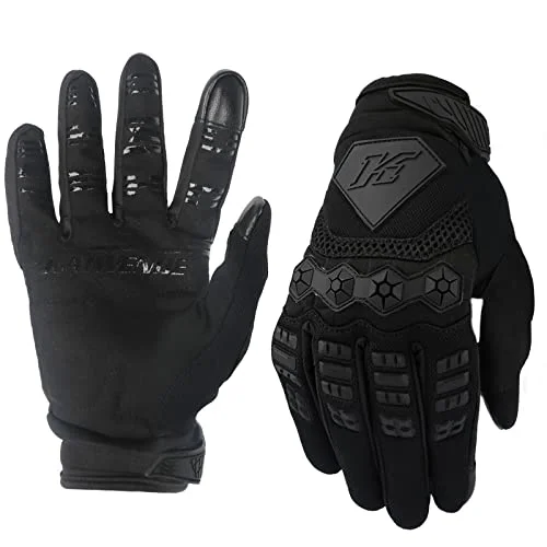 KAIWENDE Full Finger Motorcycle Riding Gloves Touchscreen Compatible Protective Gear for Motocross MTB ATV Off-Road (Black, Small) 8xz5a