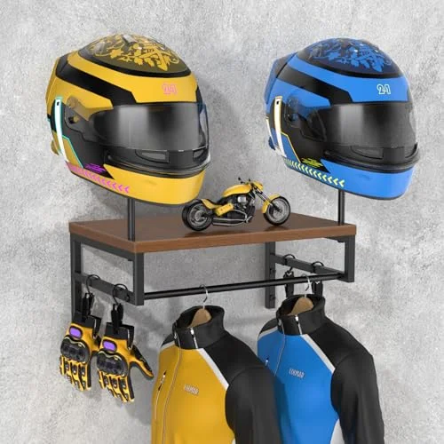 BORISI Motorcycle Helmet Wall Mount Rack Premium Metal Display Stand for Gear Storage (Black, 1 Piece) vq0ju