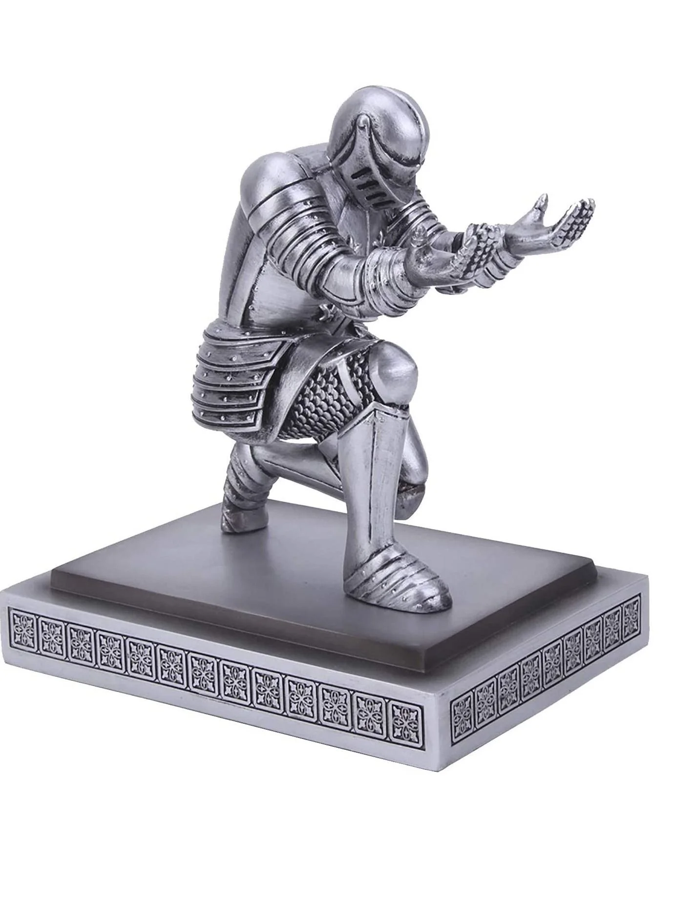 SYOSI Executive Knight Pen Holder Premium Resin Desk Organizer Decorative Stationery Stand (Silver, 15 cm) tuiwu