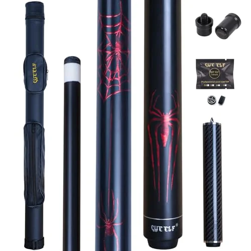 CUEELF Professional Billiard Pool Cue Stick Low Deflection Spider Design with Carrying Case (145 cm) w60iz