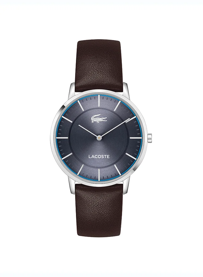 Premium Analog Quartz Men's Watch with Navy Dial and Brown Leather Strap (42mm) wb3mf