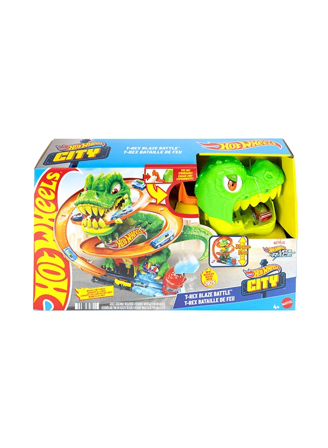 Premium Die-Cast Vehicle Playset T-Rex vs Fire Station Adventure Set (For Kids) 99l1k