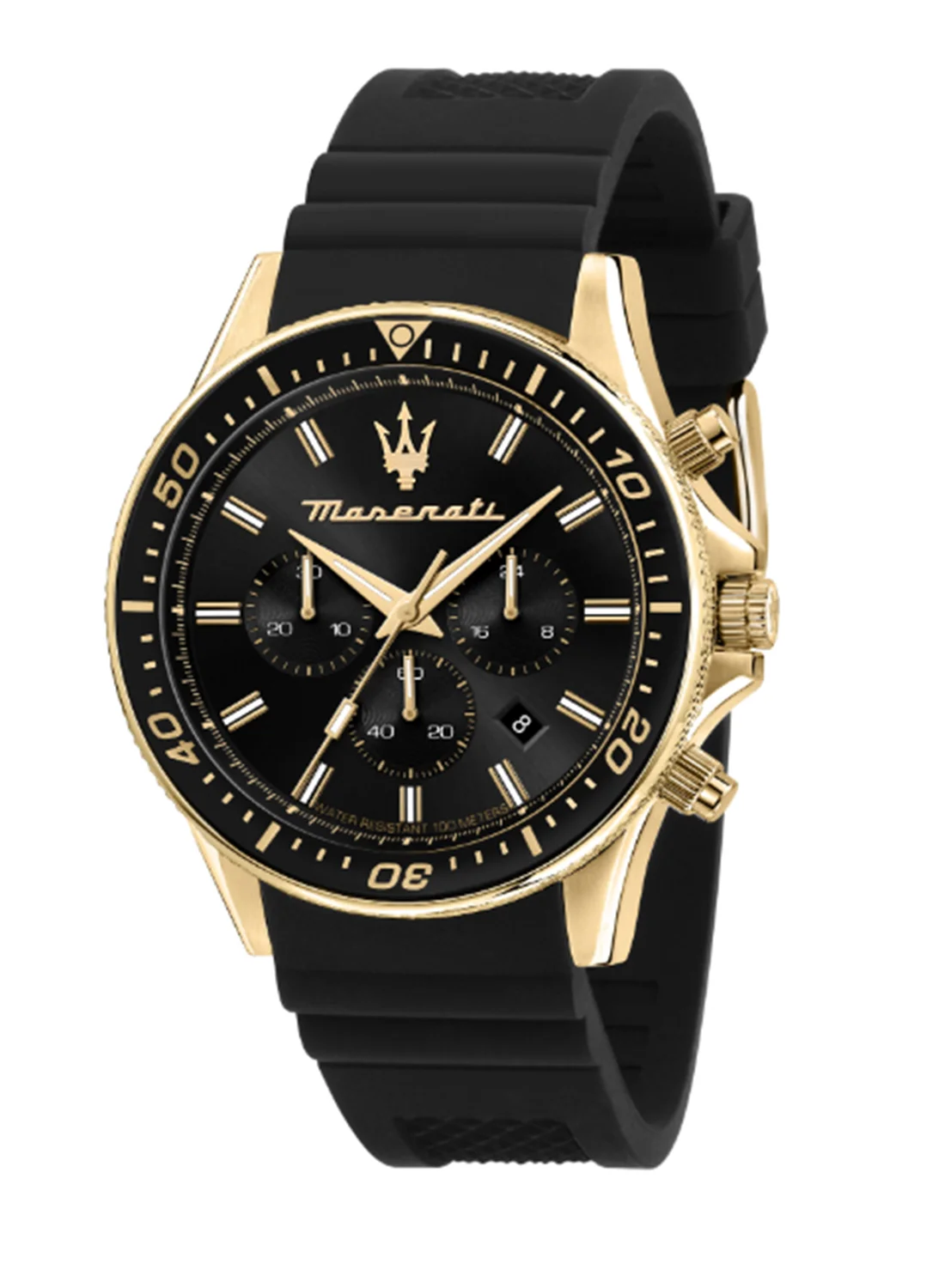 Premium Chronograph Men's Watch with Black Dial and Silicone Strap (44 mm) h882r