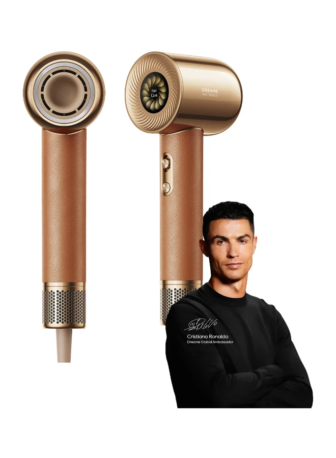 Premium High-Speed Hair Dryer with 600 Million Negative Ions and 130,000 RPM Motor (Leather Handle, 5 Attachments) 0m6jj