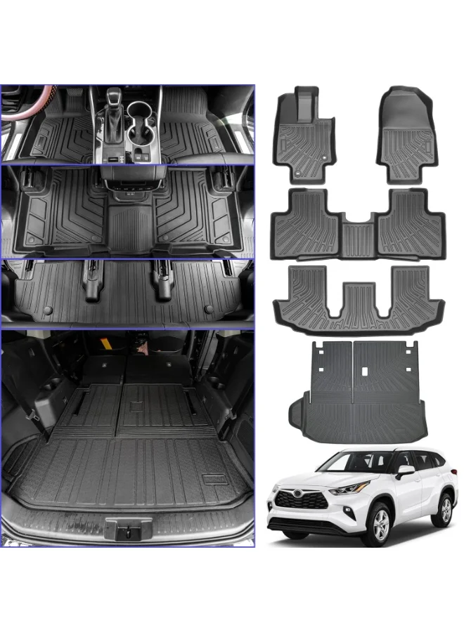 Delehehe All-Weather TPE Floor Mats and Cargo Liner Set for SUV (Black, 3-Piece Set) i54dj