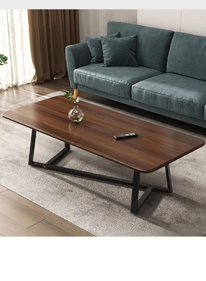 TAPIT Rectangular Coffee Table with Steel Frame Legs Premium Walnut Finish Modern Living Room Furniture (120 cm x 60 cm) t4gpm