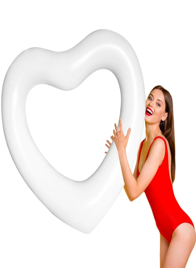 ZHUYNXIR Heart Swimming Pool Float, Premium Inflatable Pool Lounger for Beach Parties and Summer Events (White, 120 cm) bv93b