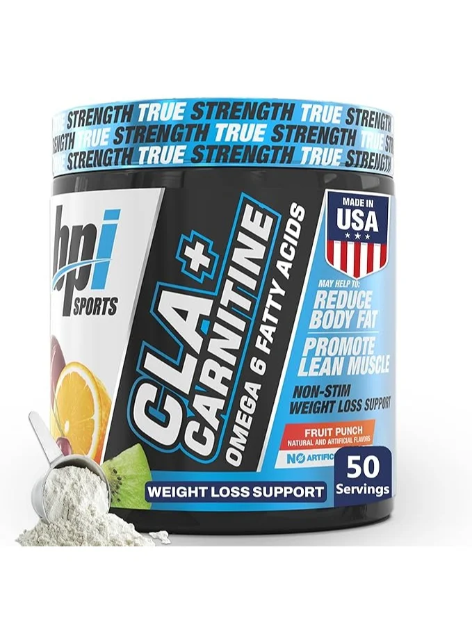 BPI Sports CLA Plus Carnitine Powder, Premium Fitness Supplement, Fruit Punch Flavor (370 g, 50 Servings) 20egw