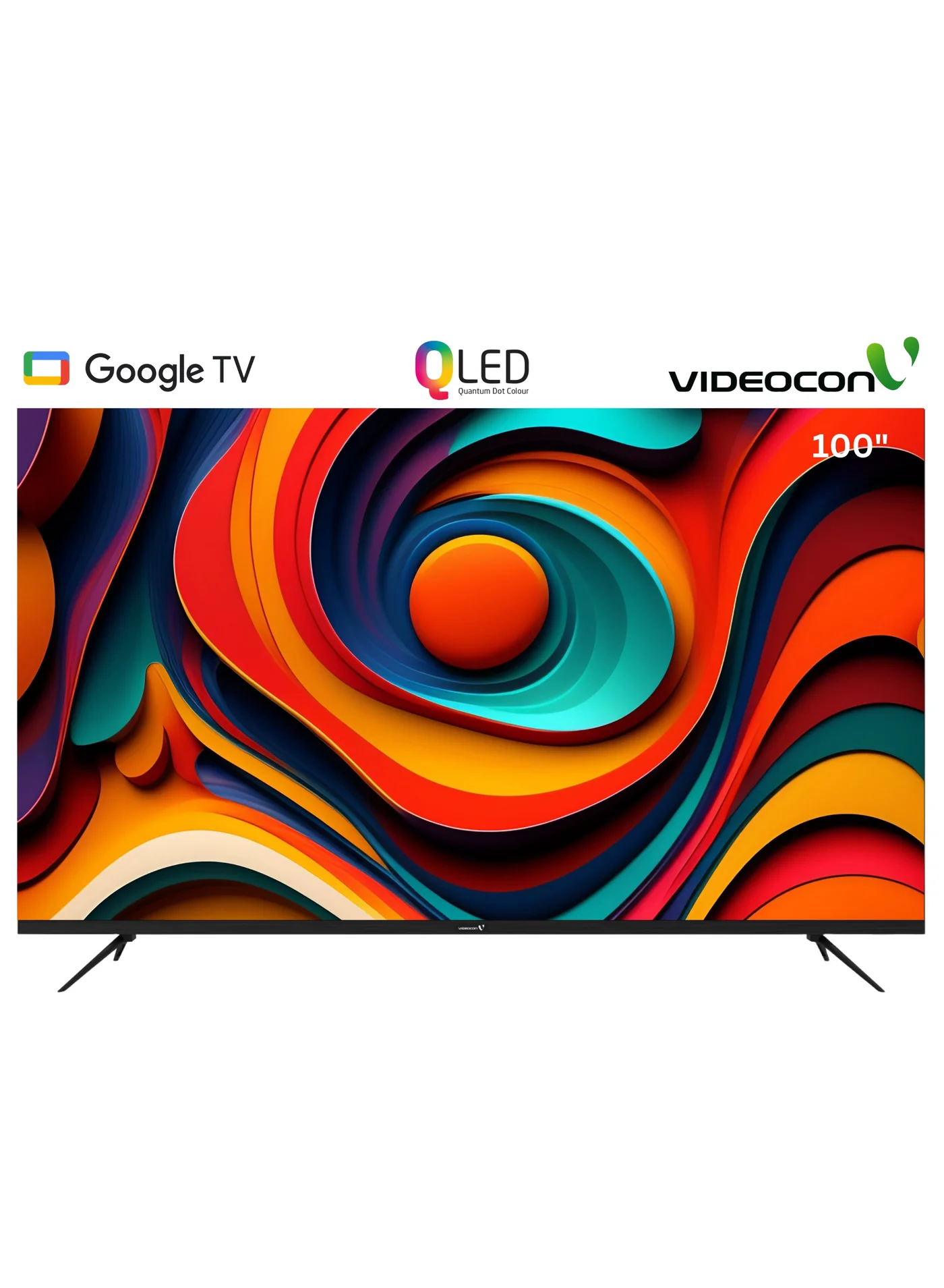 VIDEOCON 100 Inch Edgeless QLED 4K UHD Smart TV with Voice Remote and Dolby Audio (Black, 254 cm) amh6t