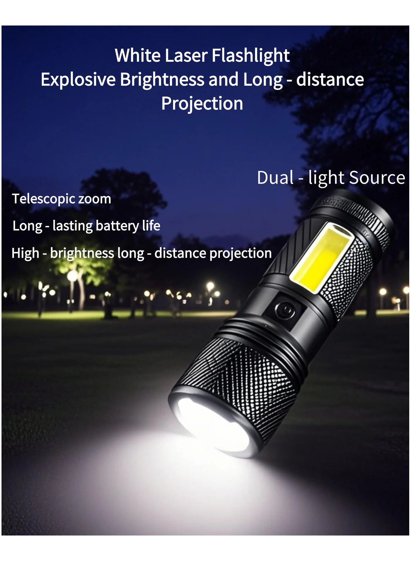 BEILINGDUN LED Flashlight Rechargeable High Lumens Waterproof Torch with Magnetic Base and COB Side Light (Black, 5000mAh) 1aehb