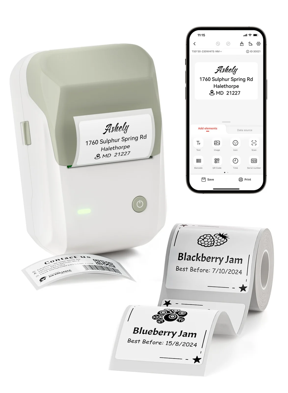 Premium Thermal Label Printer for Business and Home Organization (2-Inch Width, Portable Wireless Design) dv3my