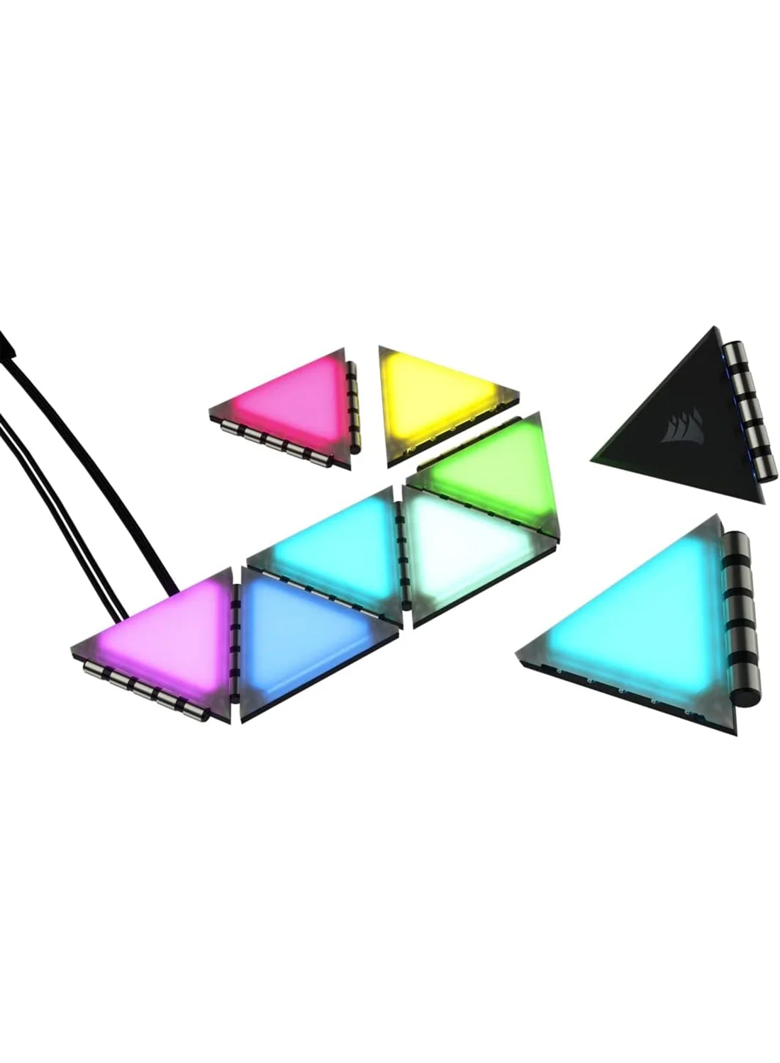 Premium RGB LED Case Accent Lighting Panels (9-Tile Expansion Kit, Mini Triangle, Magnetic Mount) kgw32