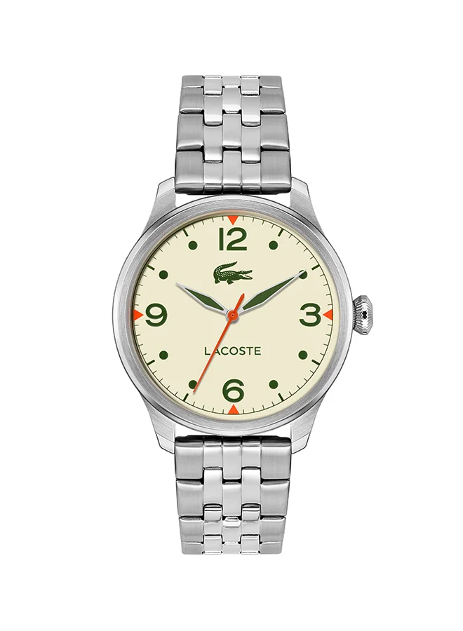 Premium Round Analog Men's Watch with Stainless Steel Band (Beige Case, 42mm) yubad