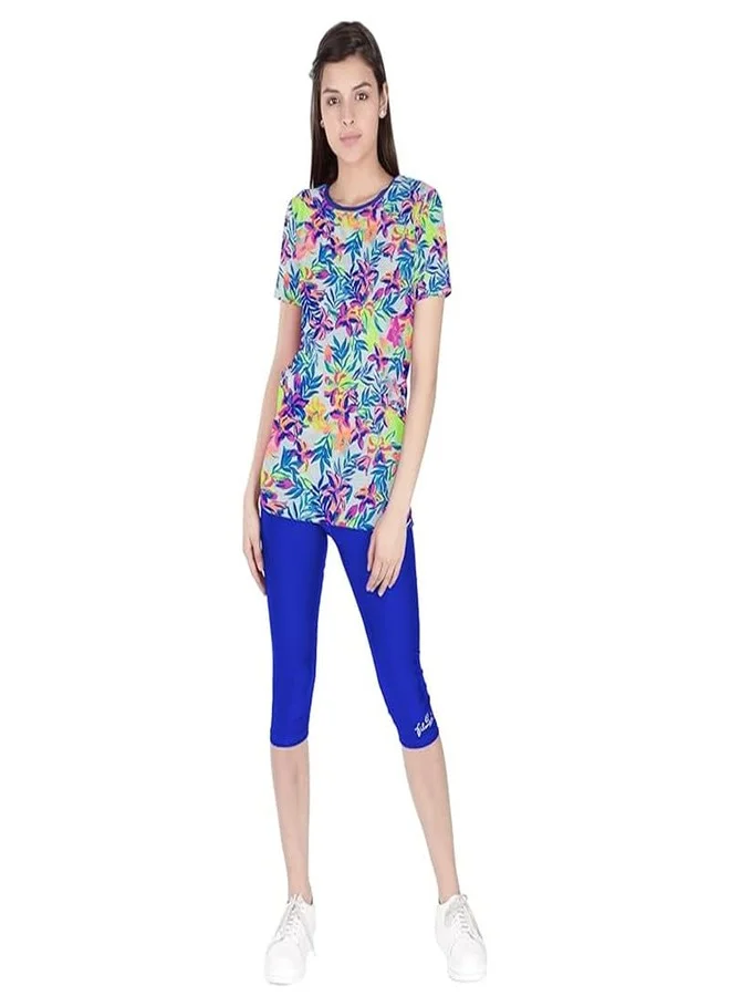 Premium Modest Swimwear T-Shirt and Capri Set for Women (Royal Blue, 6XL) kqc03