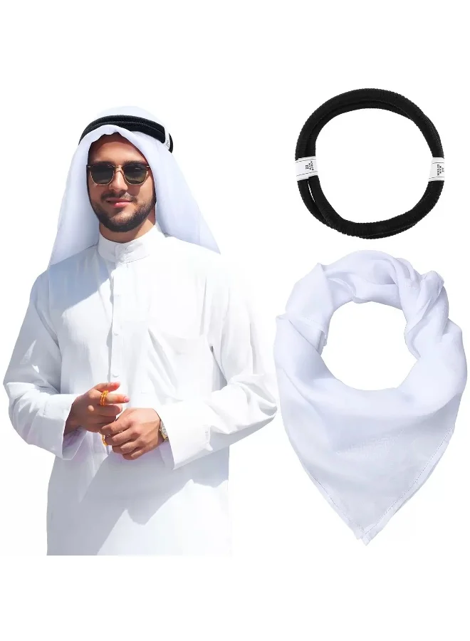 SYNSYB Traditional Shemagh Keffiyeh Headscarf with Adjustable Black Agal Band (Red/White, 130cm x 130cm) svh8y