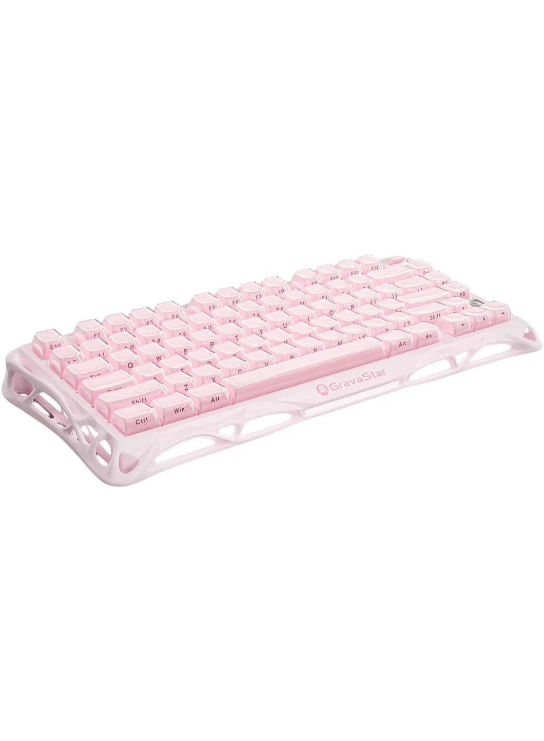Gravastar Mercury K1 Wireless Mechanical Keyboard, 75% Compact Layout, Hot-Swappable Linear Switches, Aluminum Alloy Frame, RGB Backlit (Sakura Pink, 79-Key) gdu40