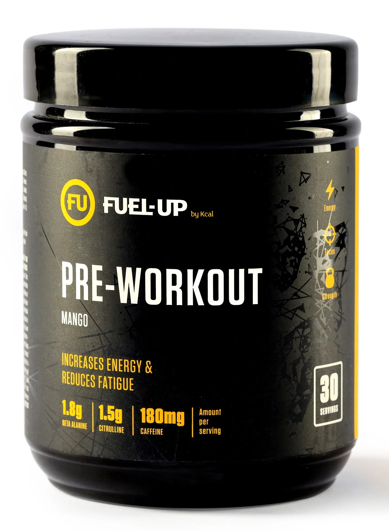 FUEL-UP by Kcal Pre Workout Energy Supplement Mango Flavor (30 Servings, 300g) tp94i