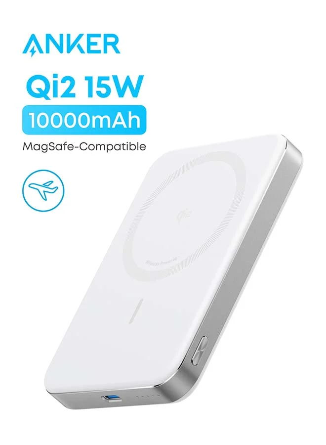 High-Speed Magnetic Power Bank 10000mAh Ultra Slim Portable Charger 15W Fast Charging (White) popqg