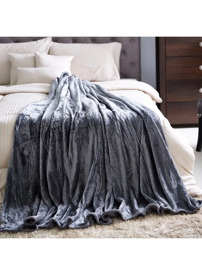 Home Box Micro Flannel Bed Blanket Premium Soft Washable Foldable Bedding (King Size, Grey) o7u05