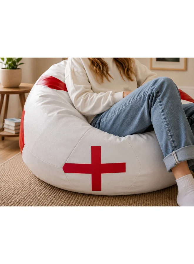 England Flag Football Bean Bag Chair Premium Faux Leather Comfortable Seating for Kids and Adults (Large) b7vfg