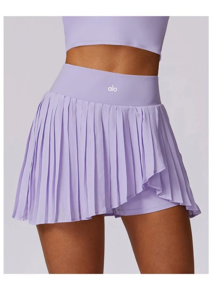 Premium Faux Two-Piece Tennis Skirt for Women Athletic Yoga Fitness Apparel (White, Medium) 2jyuj