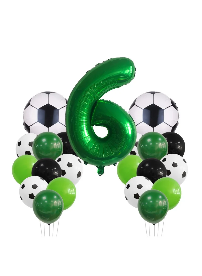 MIXDE Soccer Theme Birthday Party Decoration Set (Green, 32 Inch Number 5 Foil Balloon, 6 Piece Pack) 86p7t