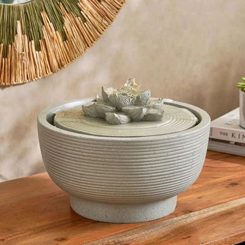 Pan Home Polyresin Table Fountain Decorative Indoor Water Feature (Beige, 27x27x15cm) hc736