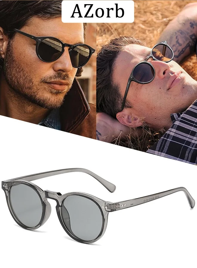 AZorb Polarized Round Sunglasses Premium Acetate Frame UV Protection Shades for Men and Women (Black, One Size) 2yv32