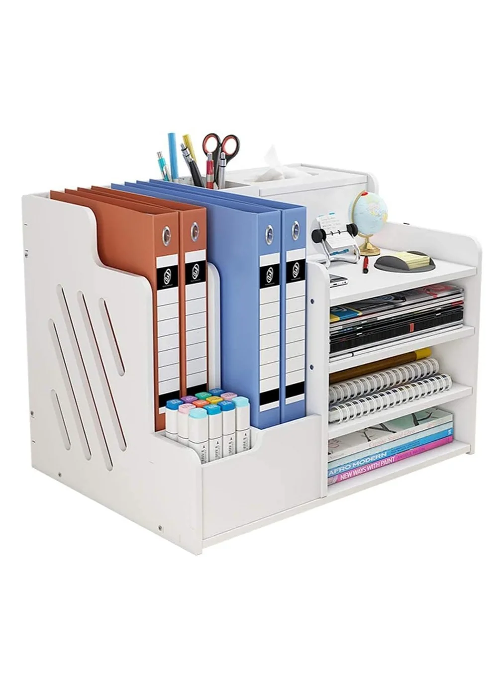 TPGP Desktop Organizer File Tray Storage Shelf (White, 32 x 24 x 15 cm) dod8j