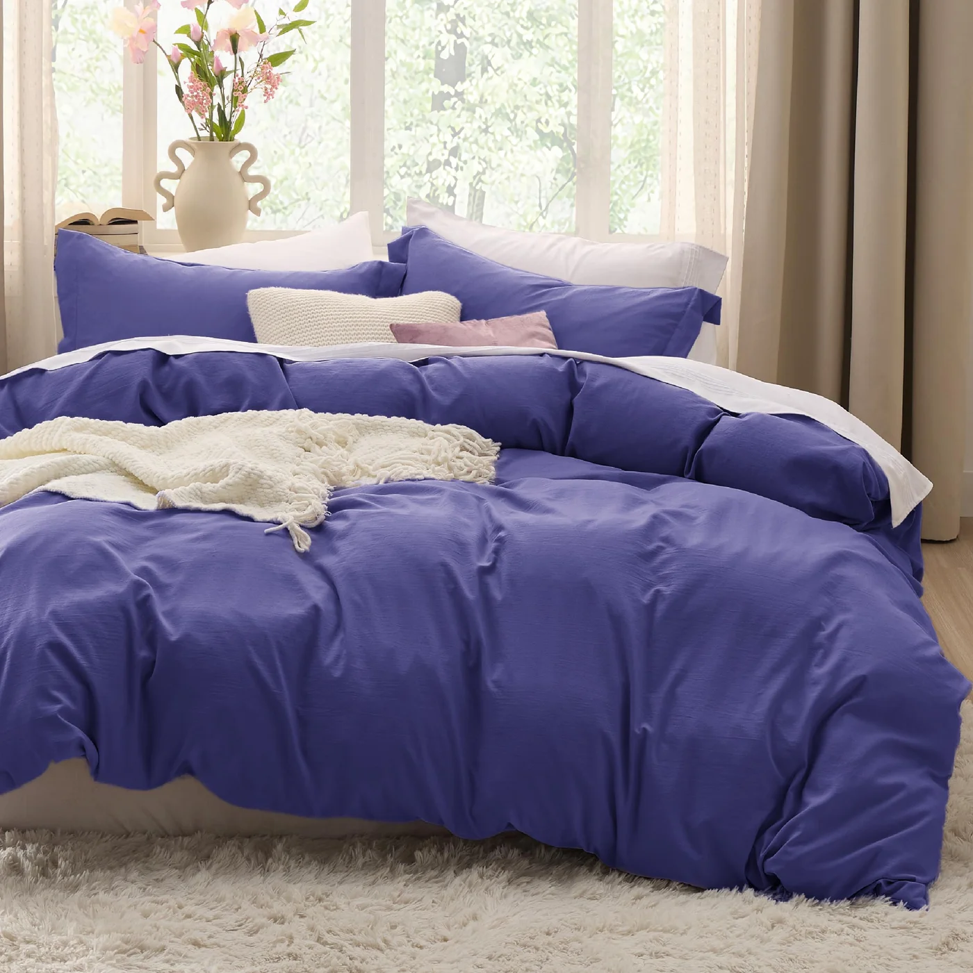 Bedsure Duvet Cover Set Queen Size 3-Piece Bedding Collection (Skipper Blue, 230 cm x 230 cm) 3swwg