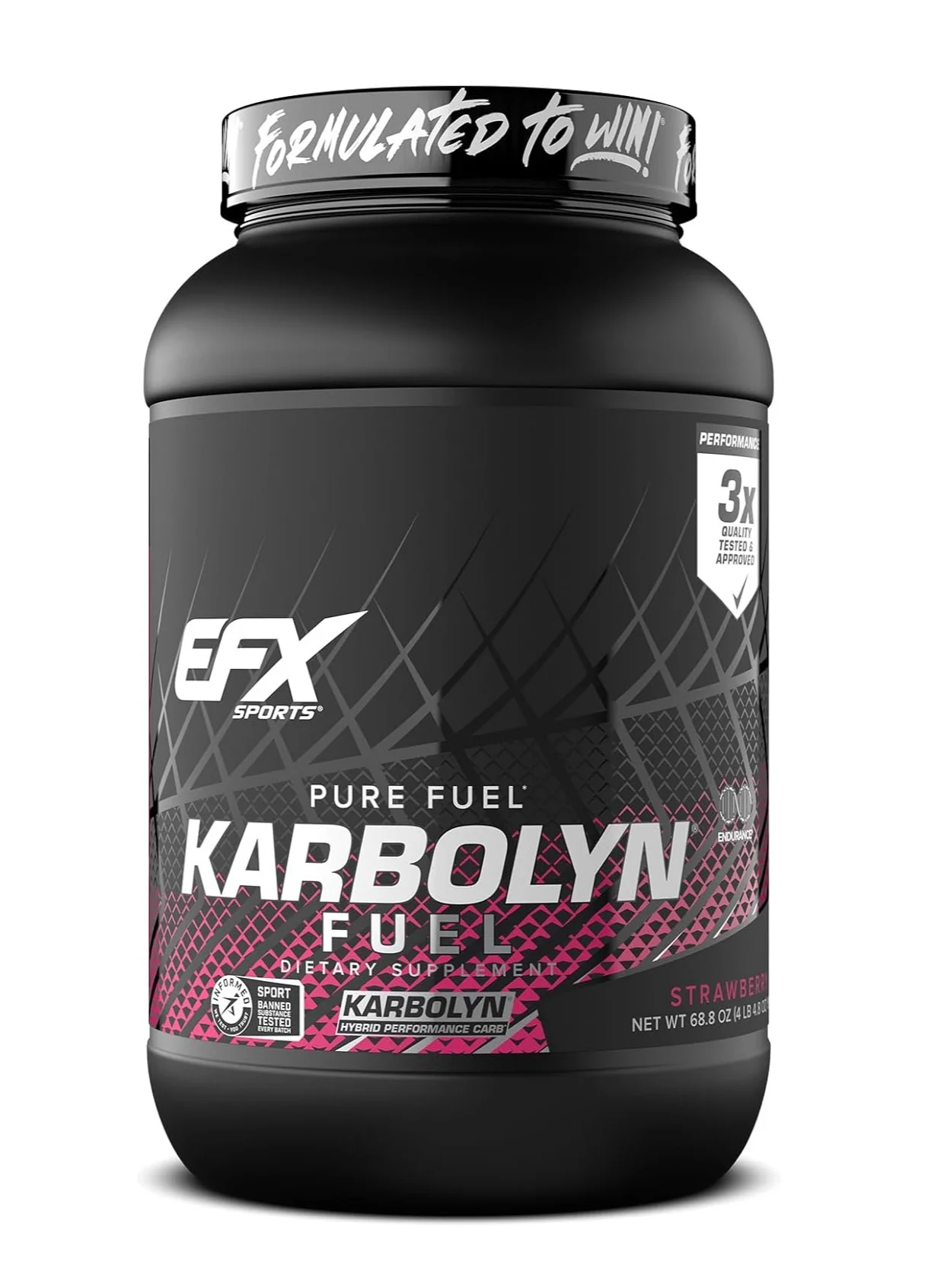 EFX Sports Karbolyn Fuel Carbohydrate Supplement Powder for Pre Intra Post Workout Energy and Recovery Strawberry Flavor (1950g) vhnql