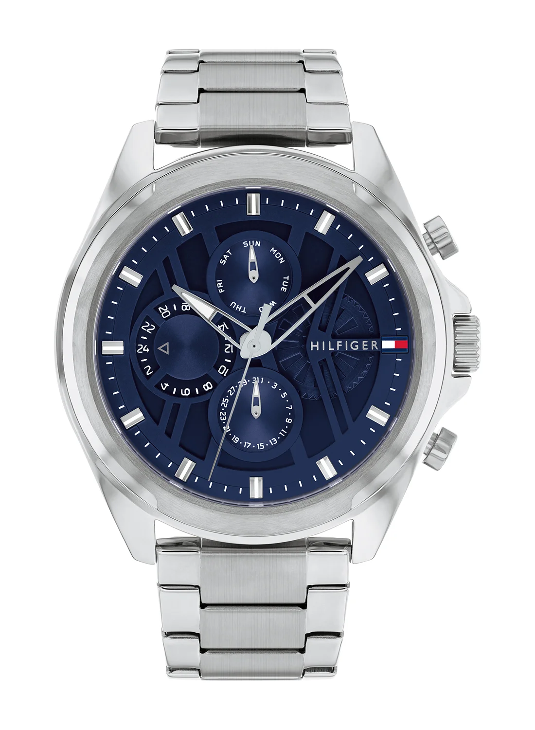 Premium Analog Quartz Men's Watch with Navy Case and Stainless Steel Band (One Size) 6nhoe