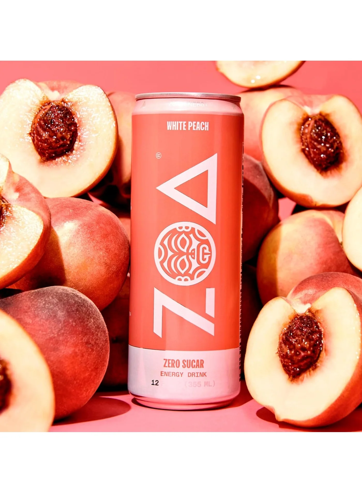 ZOA Energy Drink White Peach Flavor with Natural Caffeine and Electrolytes (355 mL, Pack of 1) gutqz