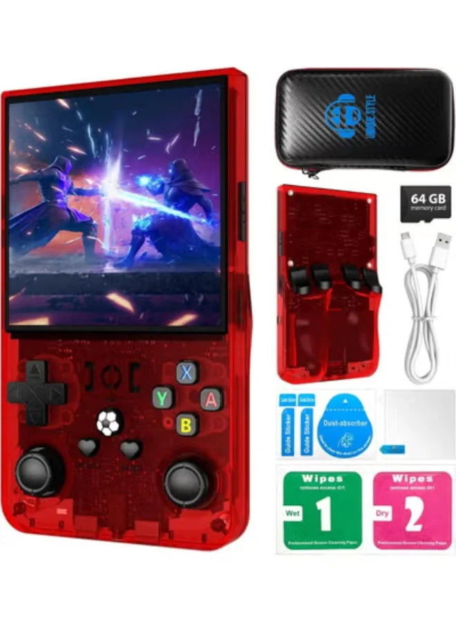ELTRAZONE Retro Handheld Game Console 4.0-inch IPS Screen 64GB Storage 4K HD Output Portable Gaming Device (Red) f3sox