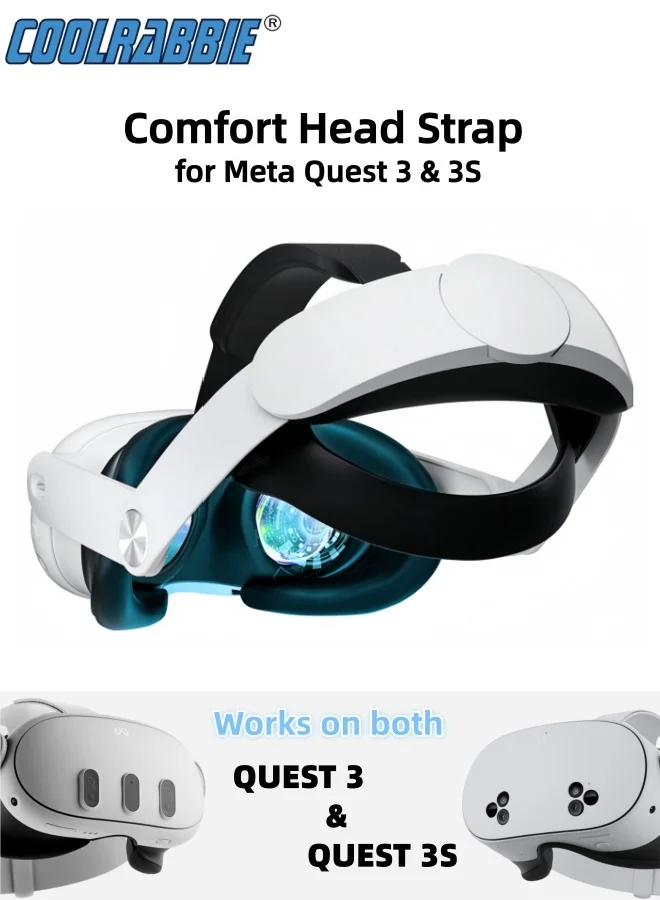CoolRabbie Adjustable Head Strap for VR Headsets (Premium ABS, Ergonomic Design, 60-Degree Hinge, Durable Replacement Accessory) 9cl02