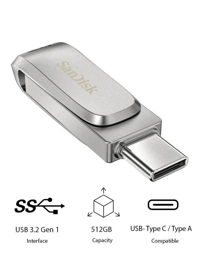 Premium Dual USB Type-C Flash Drive High-Speed Data Transfer Storage (512 GB) qp5r8