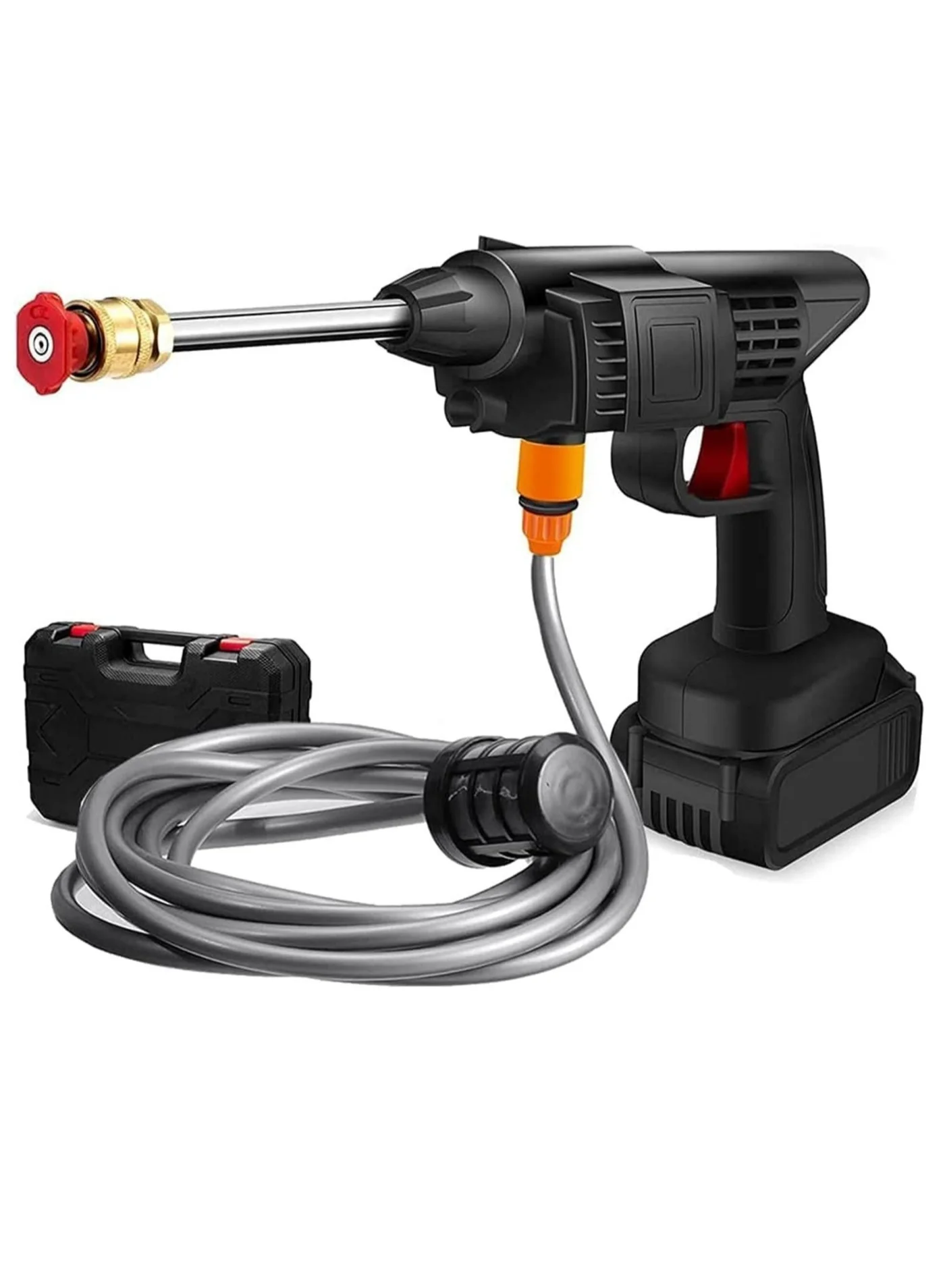 TIGER Cordless High Pressure Washer 30Bar Portable Jet Cleaning Machine with Multi Nozzles for Car and Garden (48V, 25000mAh) jlea5