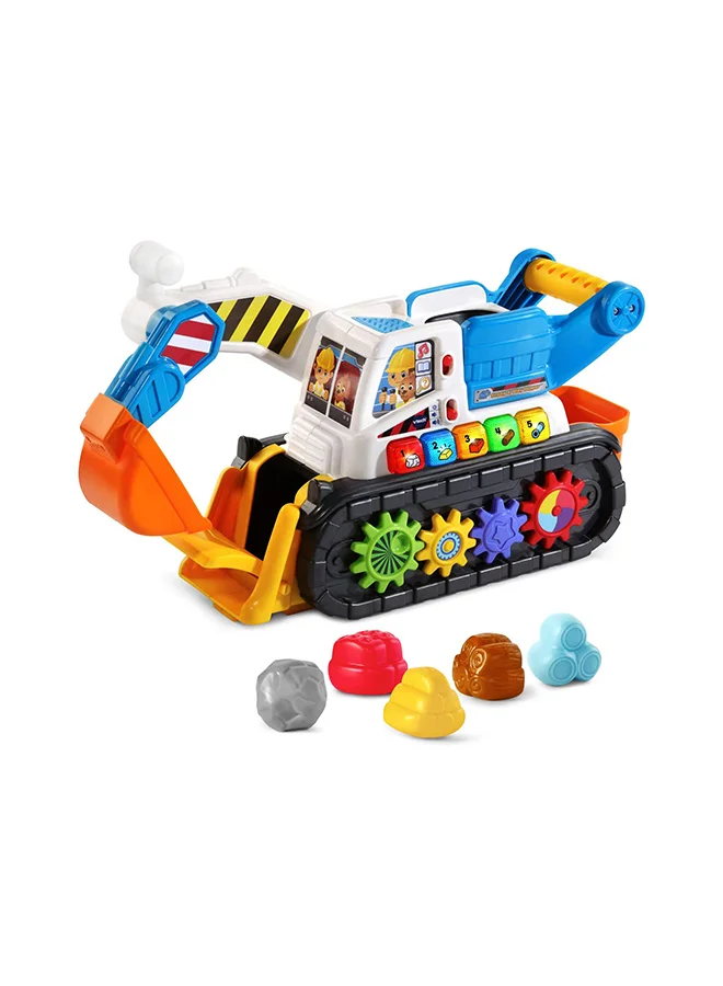 Interactive Construction Digger Toy for Toddlers with Educational Learning Modes and Play Accessories (Gold, 30 cm) w15tl