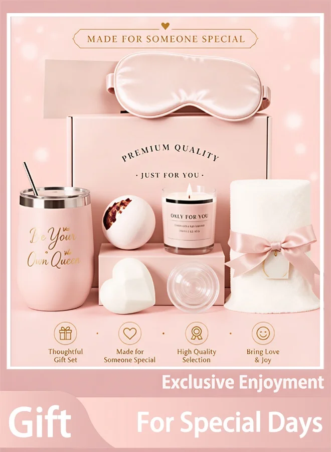Arabest Relaxing Spa Gift Basket Set for Women Premium Self-Care Collection (Pink, 1 Set) ko9vb
