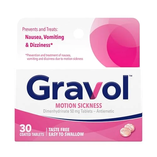 Premium Motion Sickness Relief Tablets for Travel Nausea Prevention (30 Count, 50 mg) yc7s8