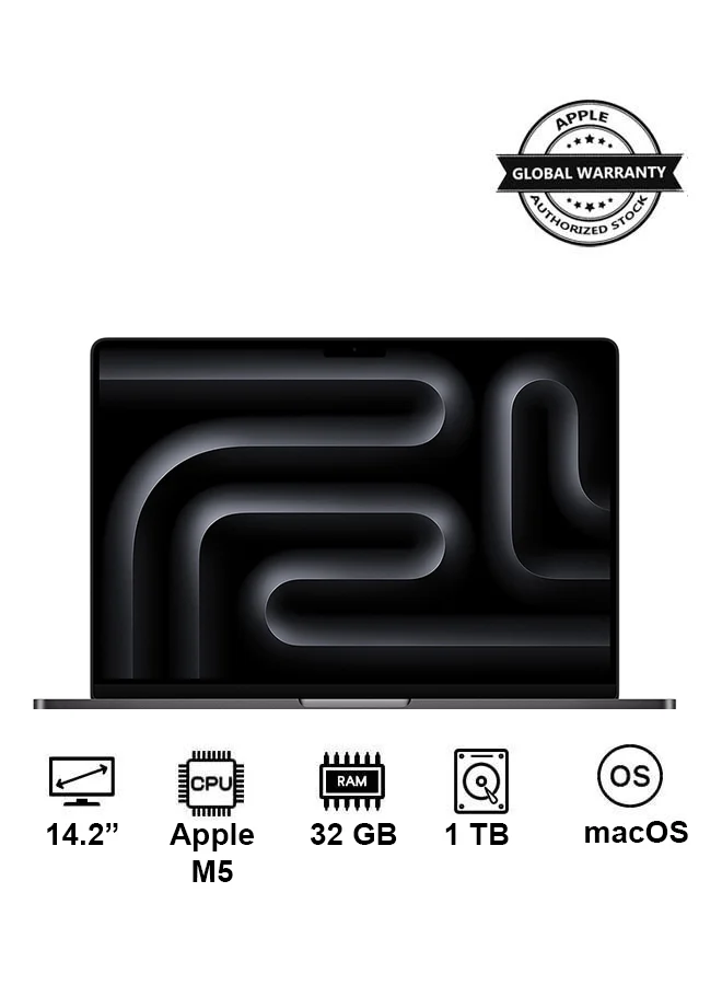 Premium Smart Laptop Pro 14.2 Inch Display High-Performance 32GB RAM 1TB SSD macOS English Keyboard (Space Black) 3f02q