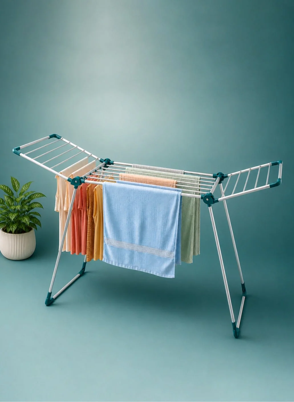 Premium Foldable Clothes Drying Rack Heavy Duty Iron Laundry Stand (Silver, 150 cm) cpd2y