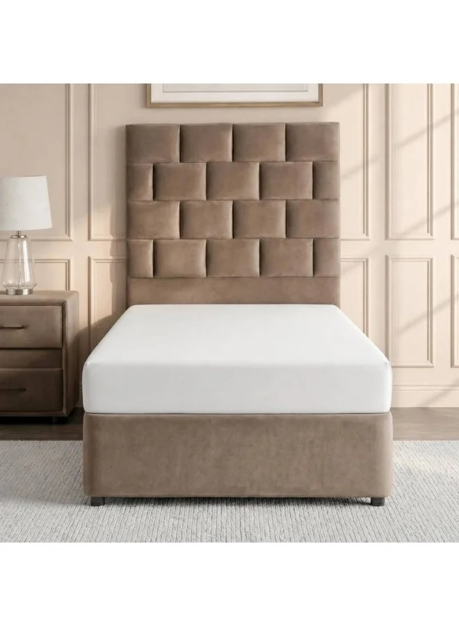 Pan Home Aether Upholstered Single Bed with Velvet Fabric (Brown, 200 x 90 x 131 cm) 34c6b