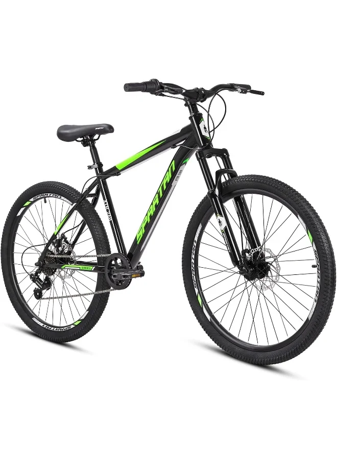 Spartan XTR Mountain Bike 26-inch Durable Steel Frame with Alloy Disc Brakes and 7-Speed Gear System (Green, 26-inch) 7w6hh
